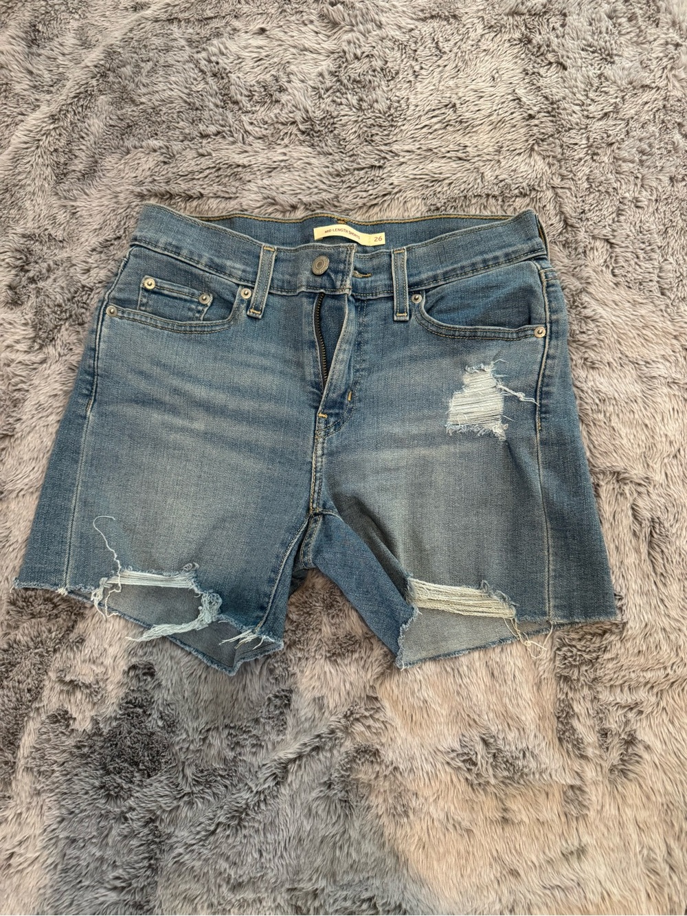 Levi's Distressed Blue Denim Cutoff Shorts